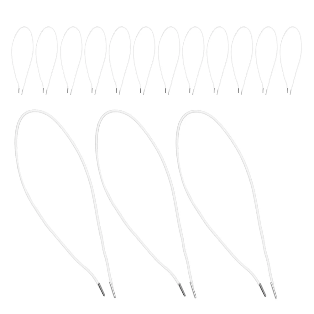 

50Pcs Elastic Barbed Cord Metal Ends 40cm White Stretchy Rope Strap Elastic Band Mask Strap Sewing Bracelet String