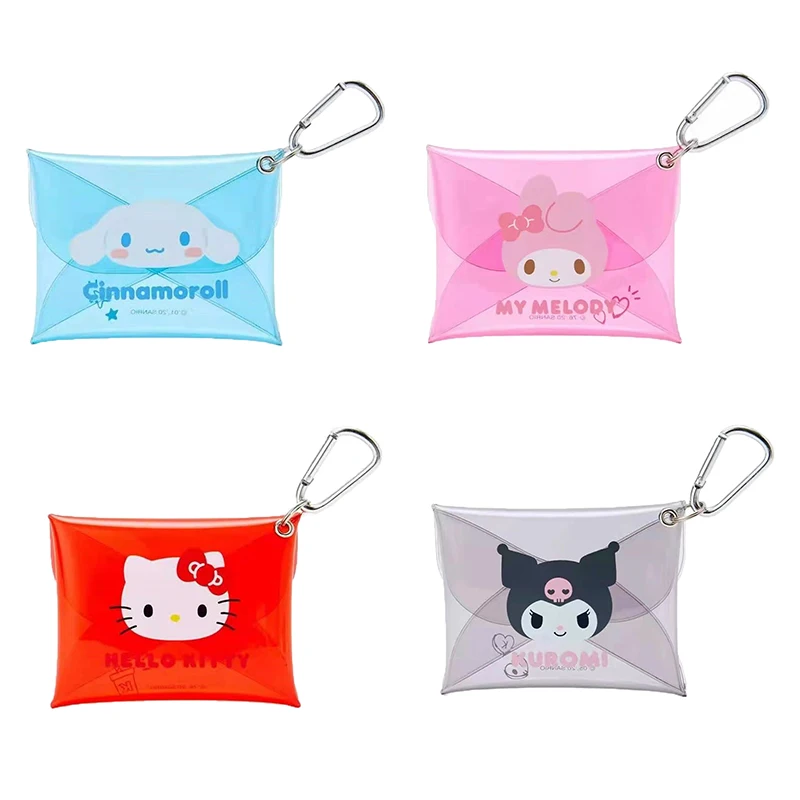 Sanrio Hello Kitty Cute PVC Jelly Coin Purse Transparent Kuromi Card Bag Storage Bag With Mountaineering Buckle Gifts For Girls