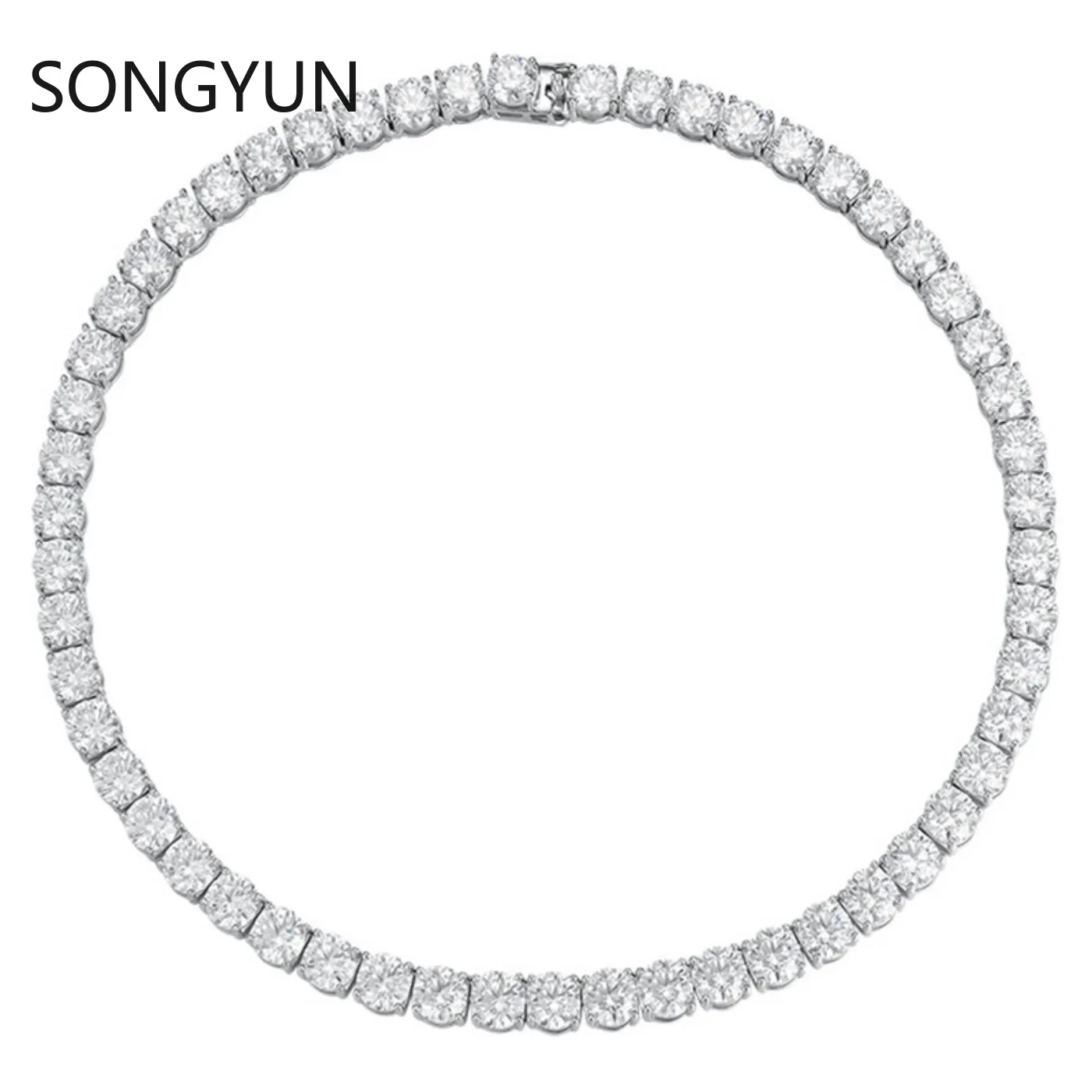 

SongYun Luxury Jewelry 925 Sterling Silver Tennis Chain Necklace For Women Men Moissanite Diamond Tennis Necklaces Fine Jewelry