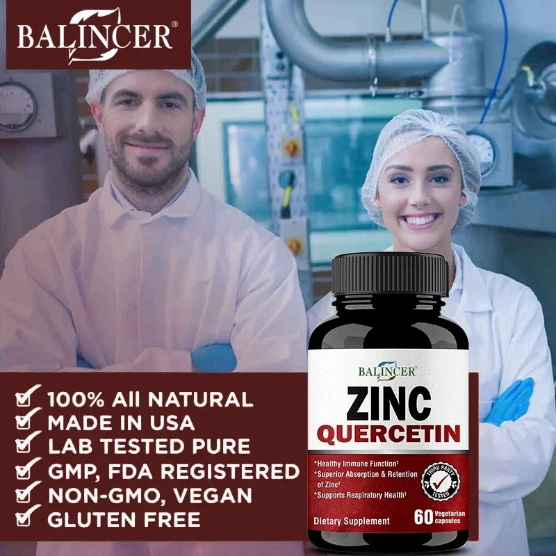 Zinc Quercetin 120 Veggie Capsules - Immune System Function, Cardiovascular, Antioxidant, Supports Respiratory Health