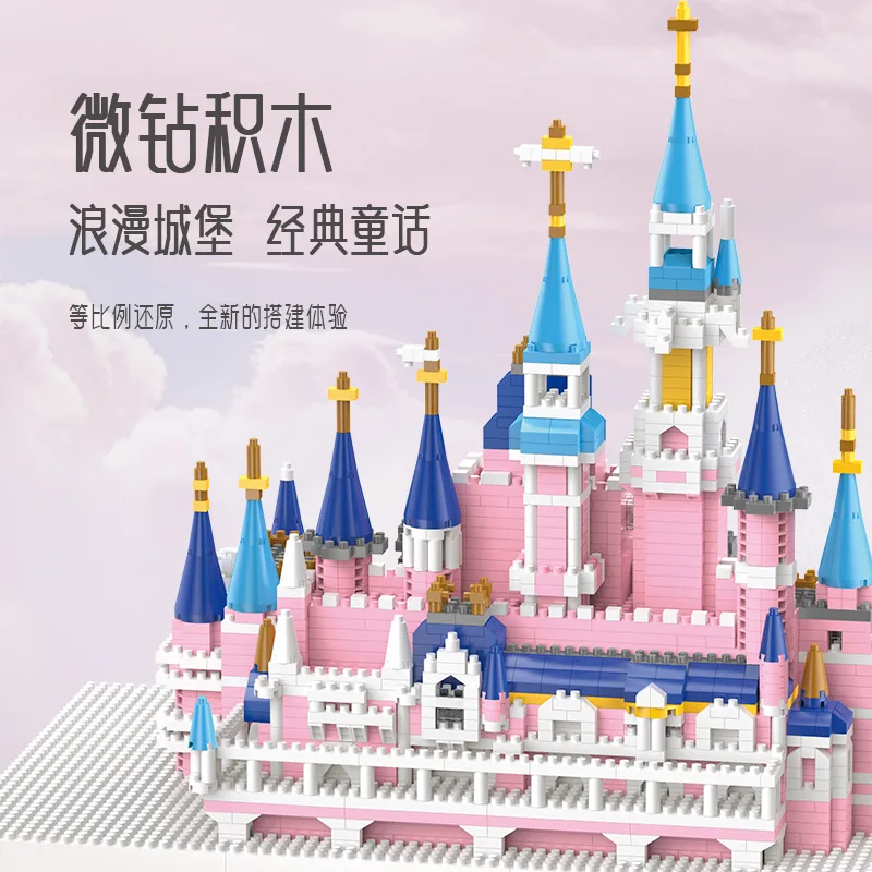 

Pink Large Fairy-tale Castle Building Blocks Toy Princess Girl Castle Assembly Toy Chinese Style Small Particle Bricks