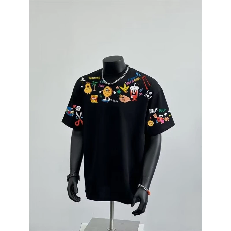 

European station high-end clothes personalized printing T-shirt short-sleeved men's summer new cotton half-sleeved t-shirt tide
