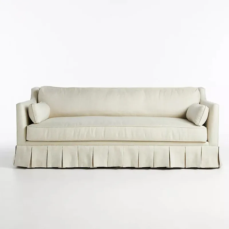 

Rural fabric skirt three-person sofa French size apartment home retro sofa