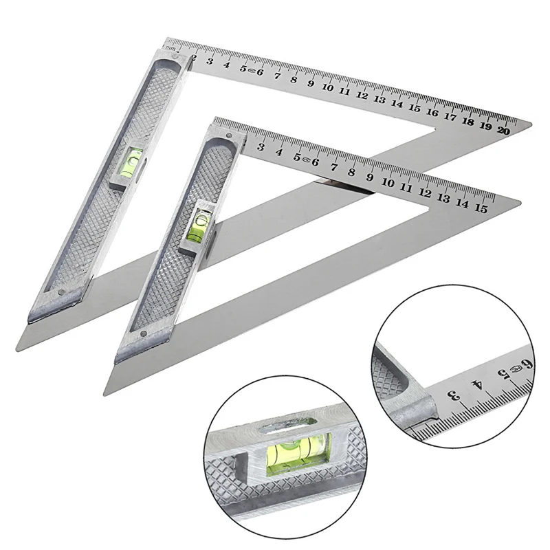 150mm untuk Penggaris Segitiga Paduan 90° dengan Pengukur Pengerjaan Kayu Horizontal Manik T