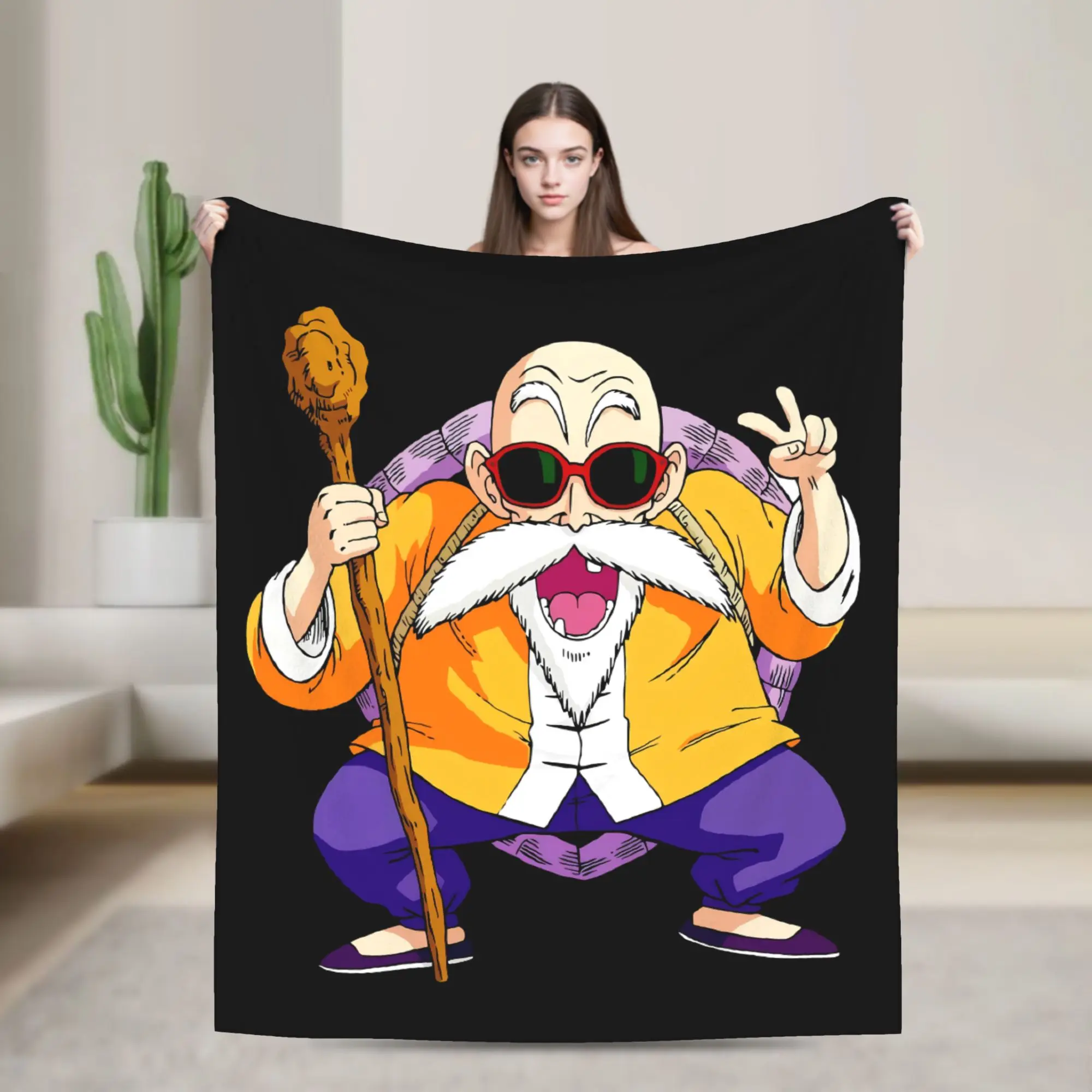 New Anime Dragon Ball Master Roshi Plush Blanket Girls Boys Flannel Throw Blanket For Couch Bed Super Soft Quality Bedspread