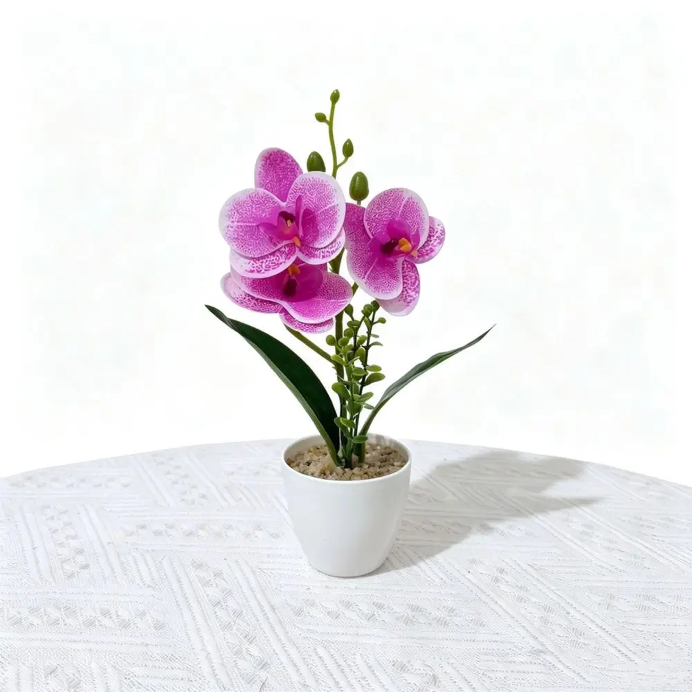 Lifelike Artificial Phalaenopsis Plant Elegant Potted Orchid For Living Room Office Desk Desktop Home Decor Ornament