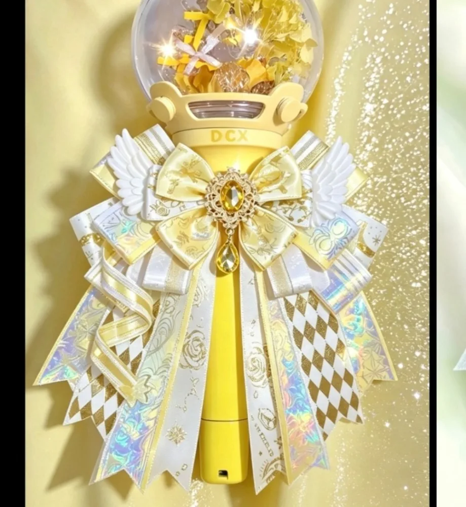 Rhinestone Gold-foil Ribbon Tassel Angel Wings Bow Concert Cheering Stick Charm Lolita Daily Wear Dress Shirt Brooch Pin Prop