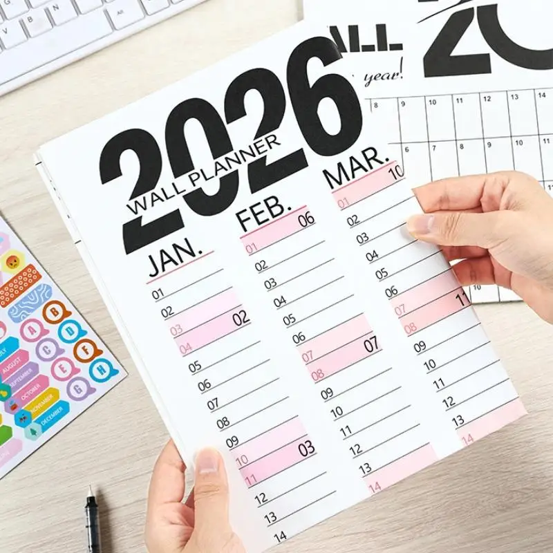 2026 Wall Calendar Single Schedule Sheet Annual Wall Hanging Calendar Blank Gird Memo Daily Planner Simple Room Decoration