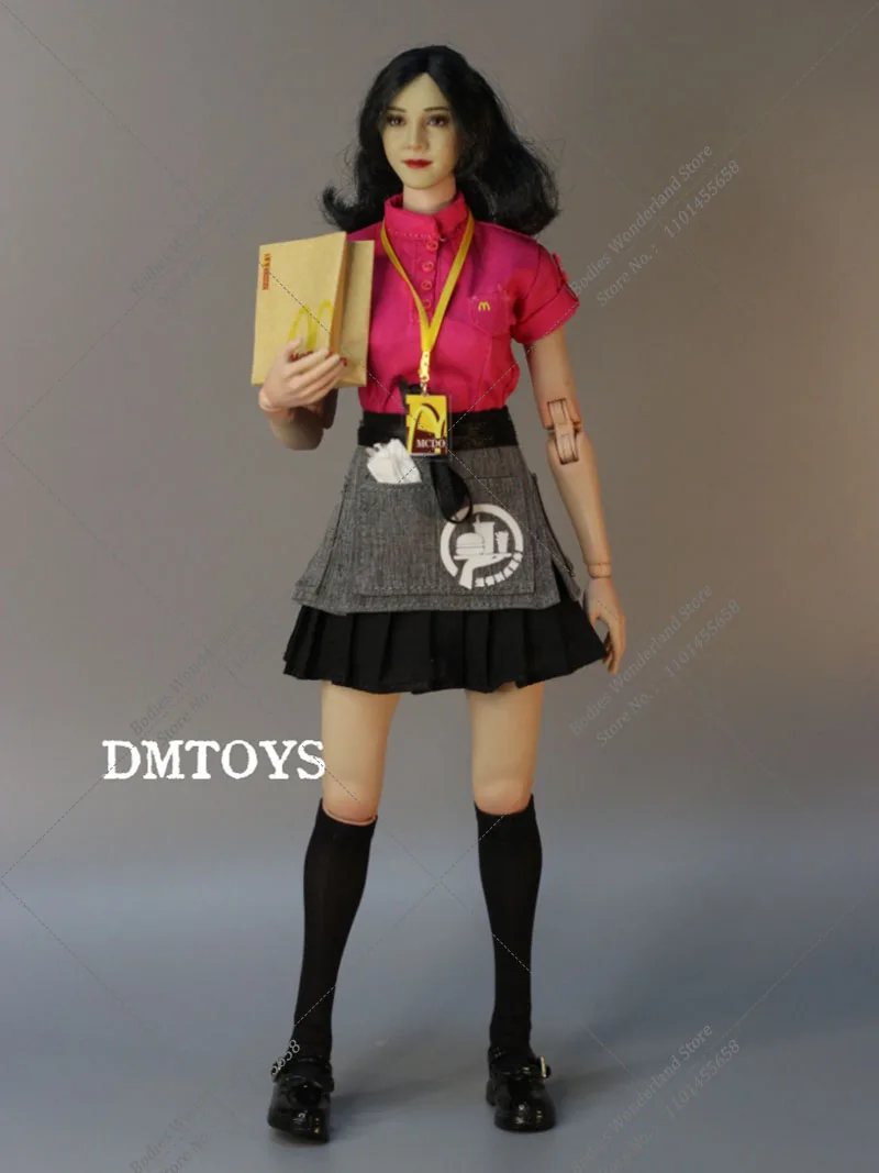 7 Pcs/set DMTOYS 1/6 Women Solider MDL Restaurant Uniform Shirt Maid Skirt Student Shoes Accessories for 12'' Action Figure Doll