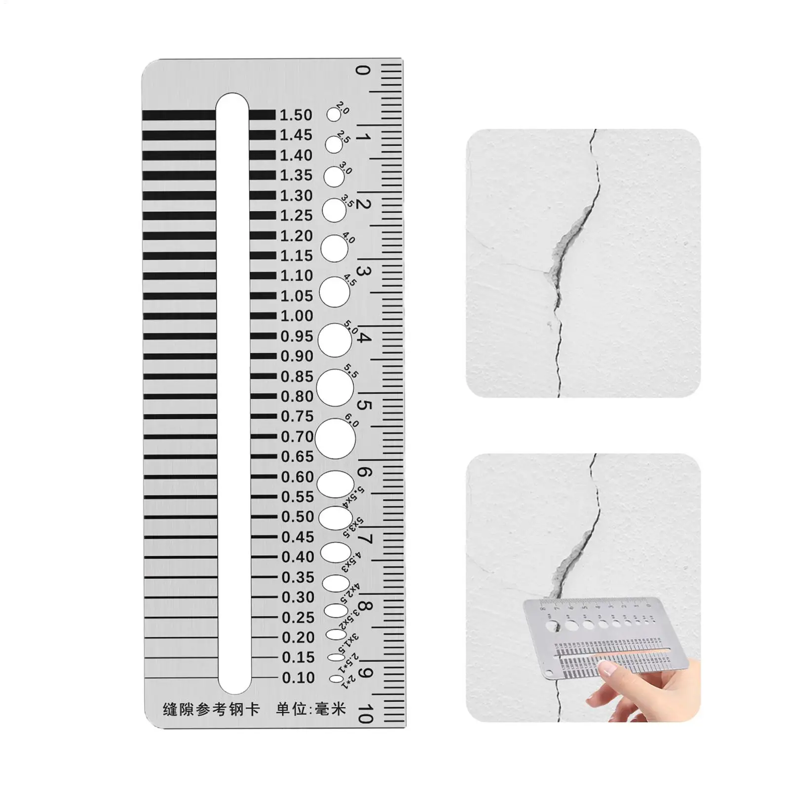 Stainless Steel Crack Width Gauge Card Precision Gap Measuring Tool for Concrete Wall Inspection Home  Construction Monitoring