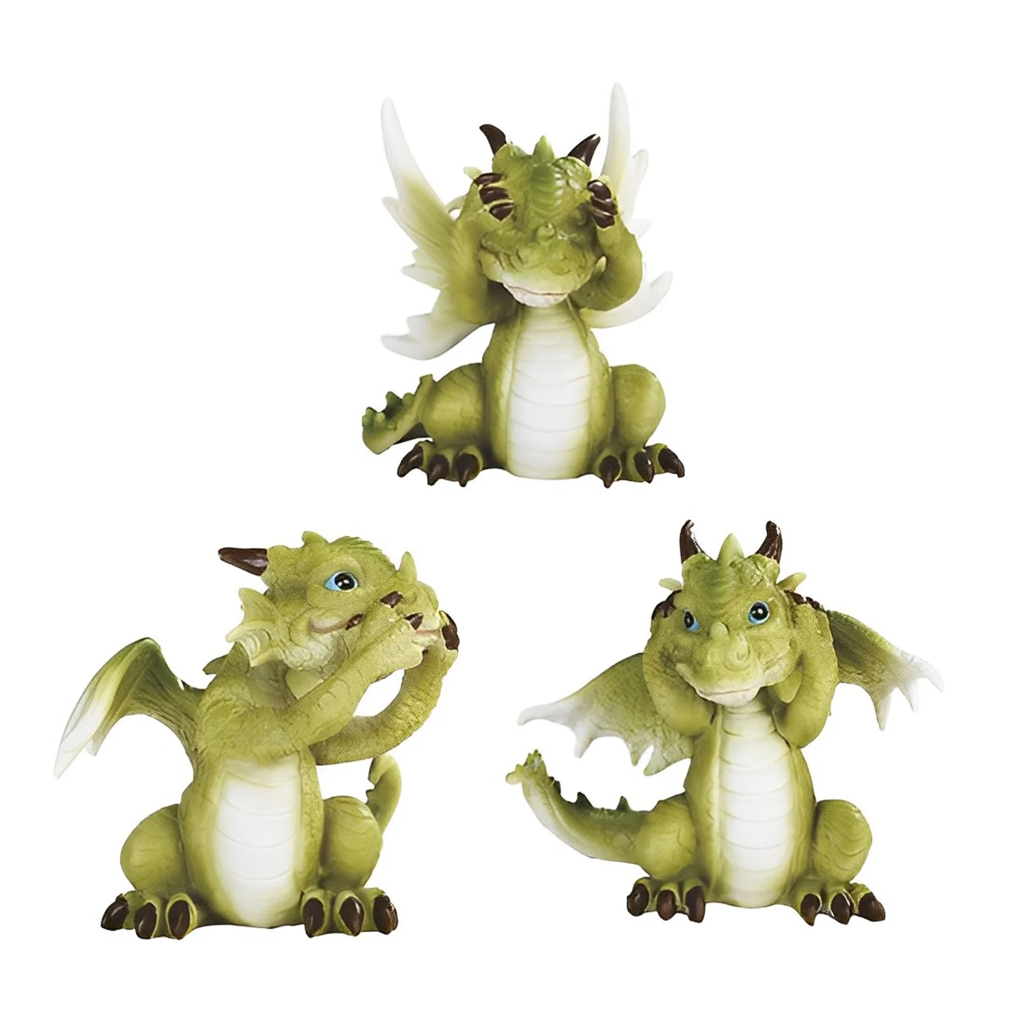 3-PC Hear See Speak No Evil Cute Green Dragon Baby 3.5