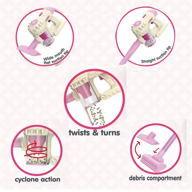 

Pretend Play Trolley Vacuum Cleaner Toys,Simulation Housework Dust Catcher for Kids,3-in-1 Cleaning Housekeeping Cleaning Toys