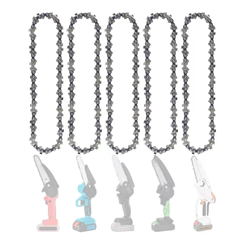 (5 PACK) 6 Inch Mini Chainsaw Chain Replacement for Cordless Electric Portable All 6 Inch Mini Chainsaw Guide Saw Chain