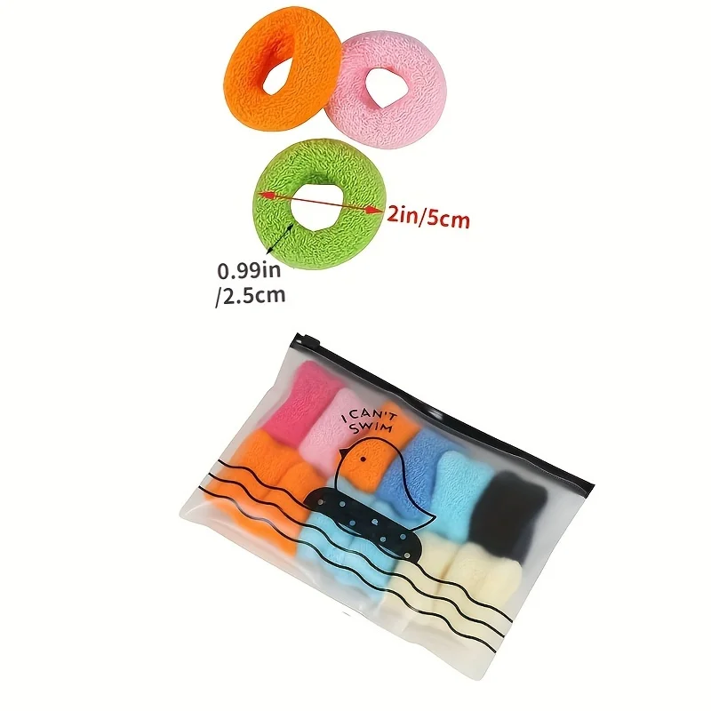 12pcs Large Stretch Thick Hair Ties For All Hair Types Seamless Terry Cloth Elastics Ponytail Holders Hair Accessories No Damage