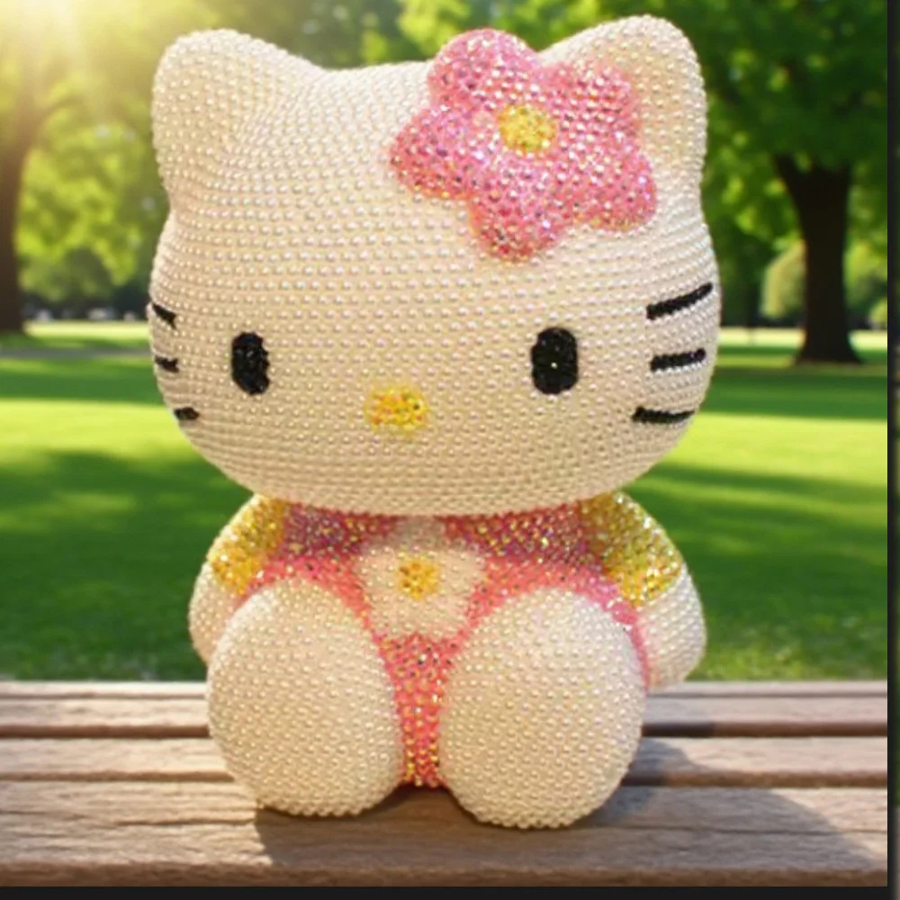 Desktop decora Hello kitty Handmade Coin Storage Box Rhinestones Crystal Bank Money Boxes Storage Kids Home Decor Money Gift