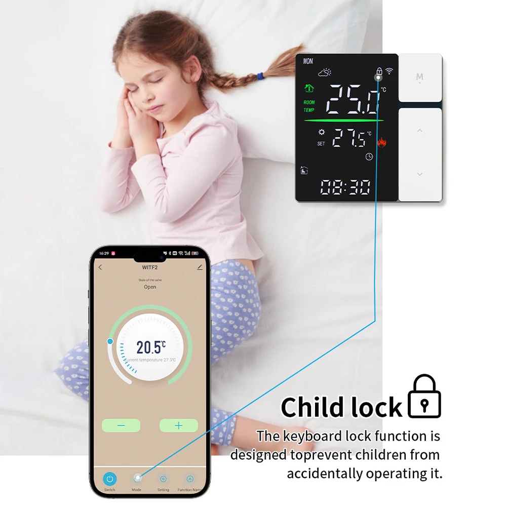 Water Gas Boiler Smart Thermostat Affordable Smart Solution Elegant Design Thermostat Remote Control Thermostat App 86*86*41 MM