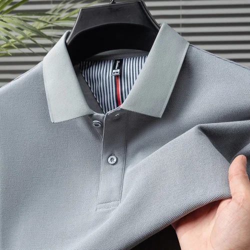 Imagen 2 del producto 100% de algodón puro, marca de moda para hombres, nueva camisa POLO cómoda y transpirable de alta calidad, top corto exquisito de diseñador de verano