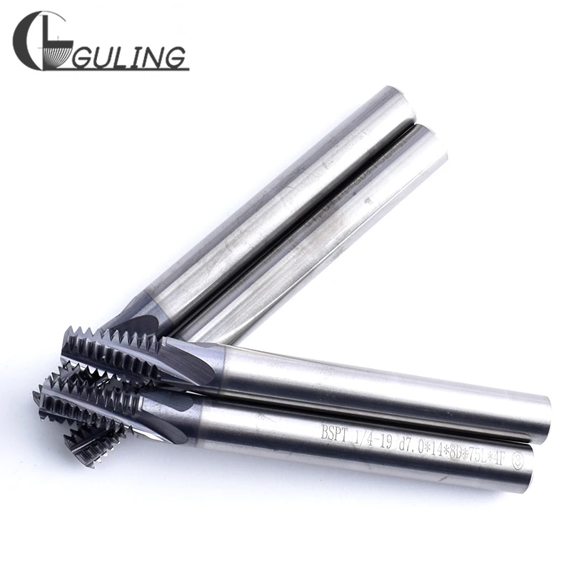 CNC 55 Degree Tungsten Steel All Thread RC Inch Taper Sealing Pipe Thread Milling Cutter BSPT 1/16 1/8 1/4 3/8 1/2 mill cutters