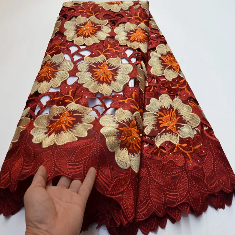 

(5yards/pc) Blue African voile lace fabric wonderful embroidered Swiss cotton lace fabric high quality for party dress CLP489