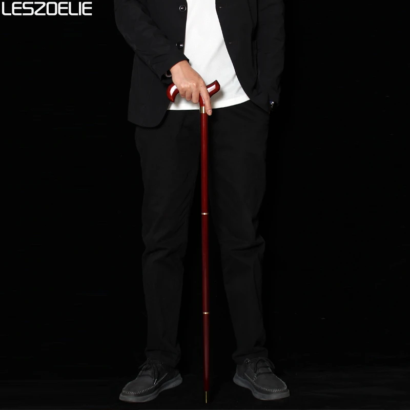 93cm 3-Piece Detachable Red Wooden Walking Cane Men Women Fashionable German Beech Wood Stick for Walking Support