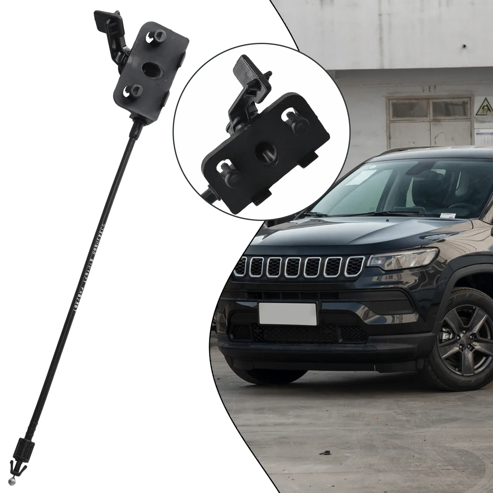 Per JEEP 2017-2021 Per COMPASS HOOD CATCH CAVO DI RELEASO SECONDARIO 68257542 AA ACCESSORI IN METALLO NERO PER VELICI