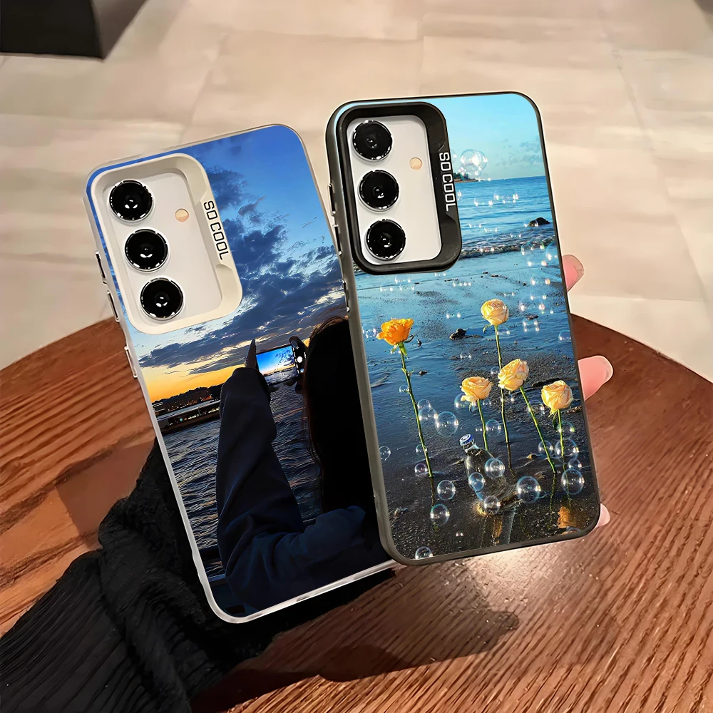 Blue atmosphere scenery Silver IMD Case For Samsung A56 A55 A54 A53 A36 A35 A26 A25 A24 A17 A15 A16 A14 A32 A22 A52 5G Cover