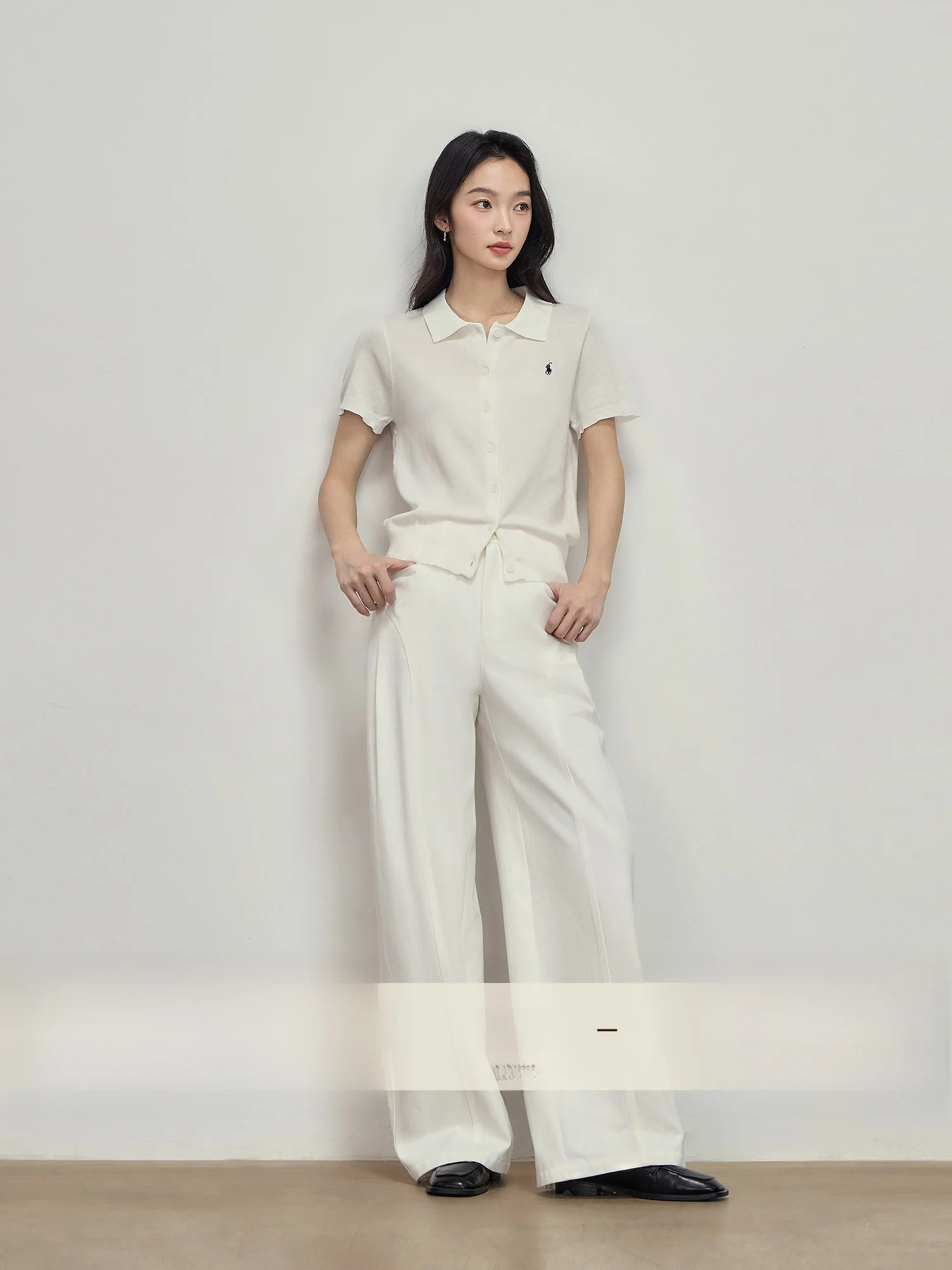 

High Waist Loose Fit White Casual Pants Women's Wide Leg Pants Spring Faion Design Slimming Drapey Cotton Blend Trousers