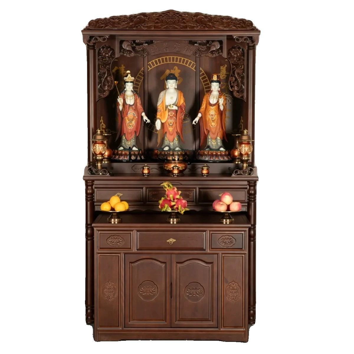 Solid Wood Buddha Niche Altar Home Worship Buddha Shrine Modern Style Guan Gong God of Wealth Incense Burner Table Cabinet