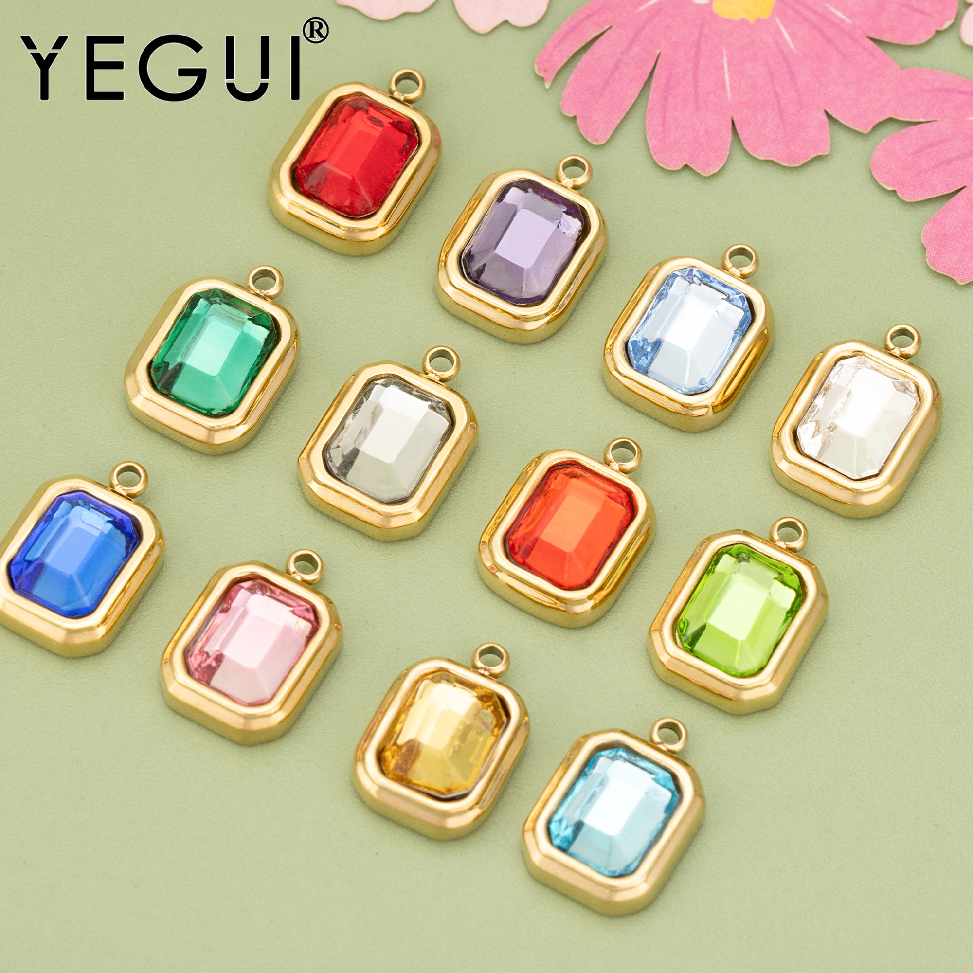 

YEGUI MF46,jewelry accessories,316L stainless steel,artificial crystal,hand made,charms,diy pendants,jewelry making,6pcs/lot