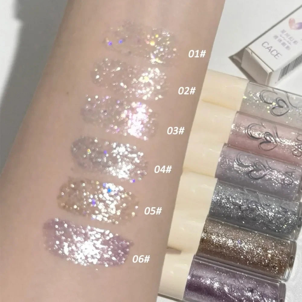 Ombretto liquido perlescente Shimmer Impermeabile duraturo Monocromatico Perlato Fine Scintillante Paillettes Ombretto Evidenziatore Trucco