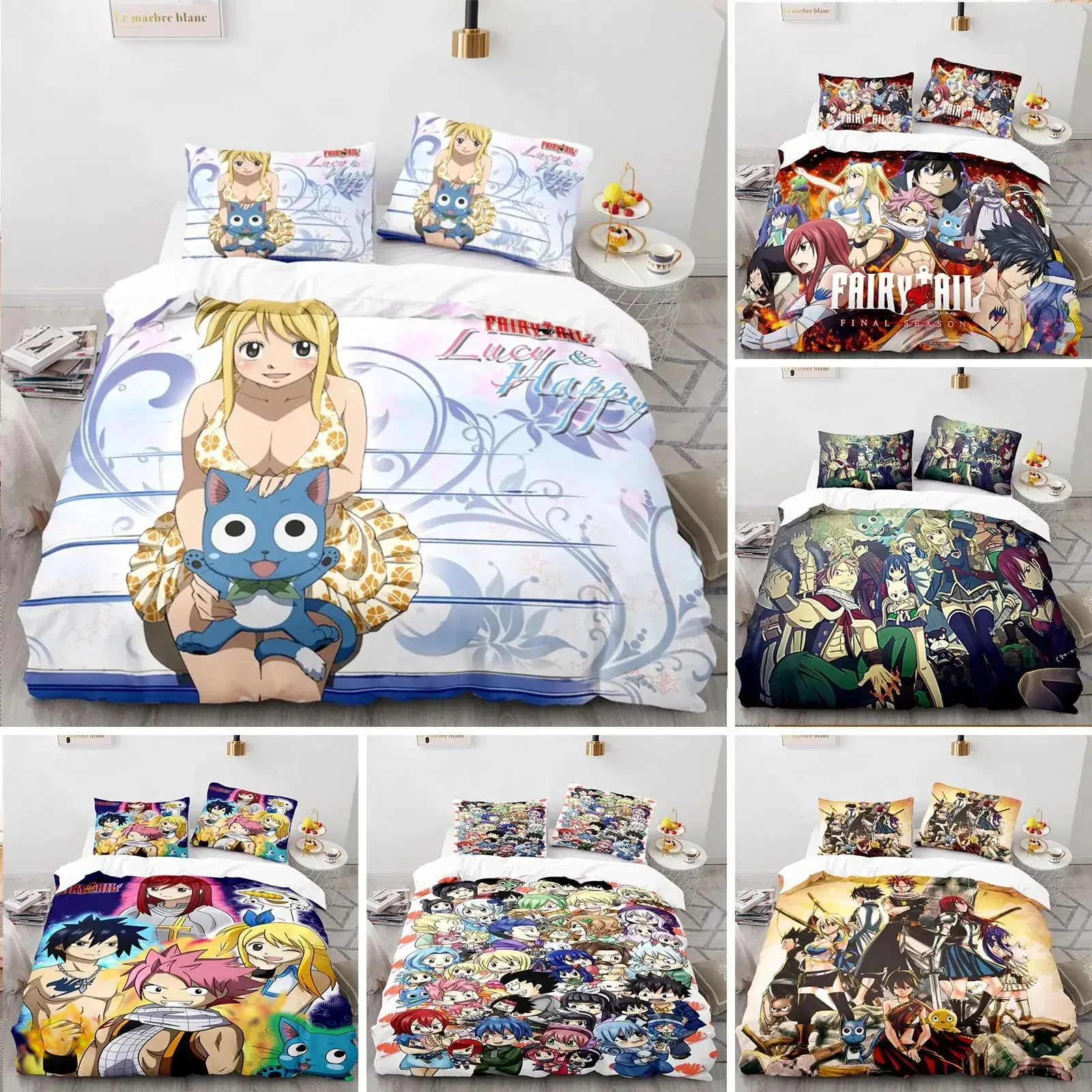 

3D Printed Fairy Tail Natsu Bedding Set Duvet Cover Bedroom Comforter Single Twin King Size Quilt Cover Home Textile