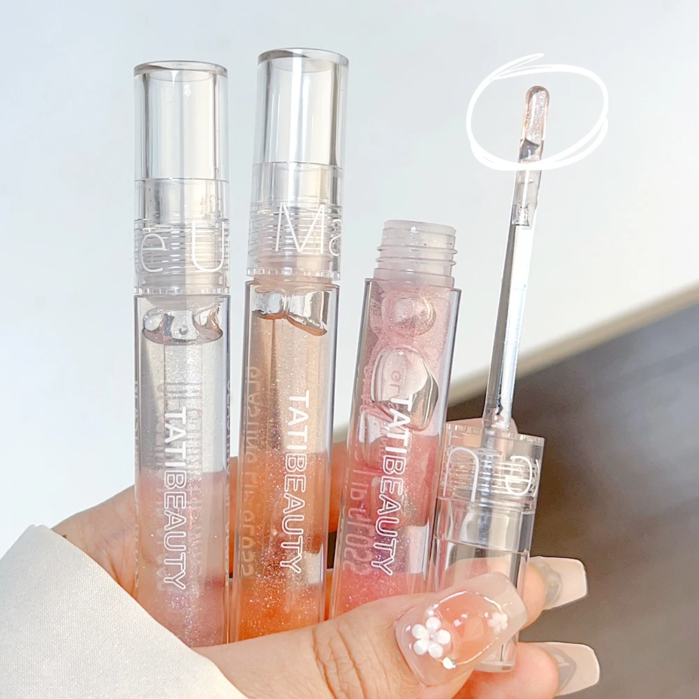 Jelly Glitter Lip Gloss Moisturizing Crystal Colorless Watery Lip Oil Lasting Transparent Mirror Lip Glaze Lips Makeup Cosmetics