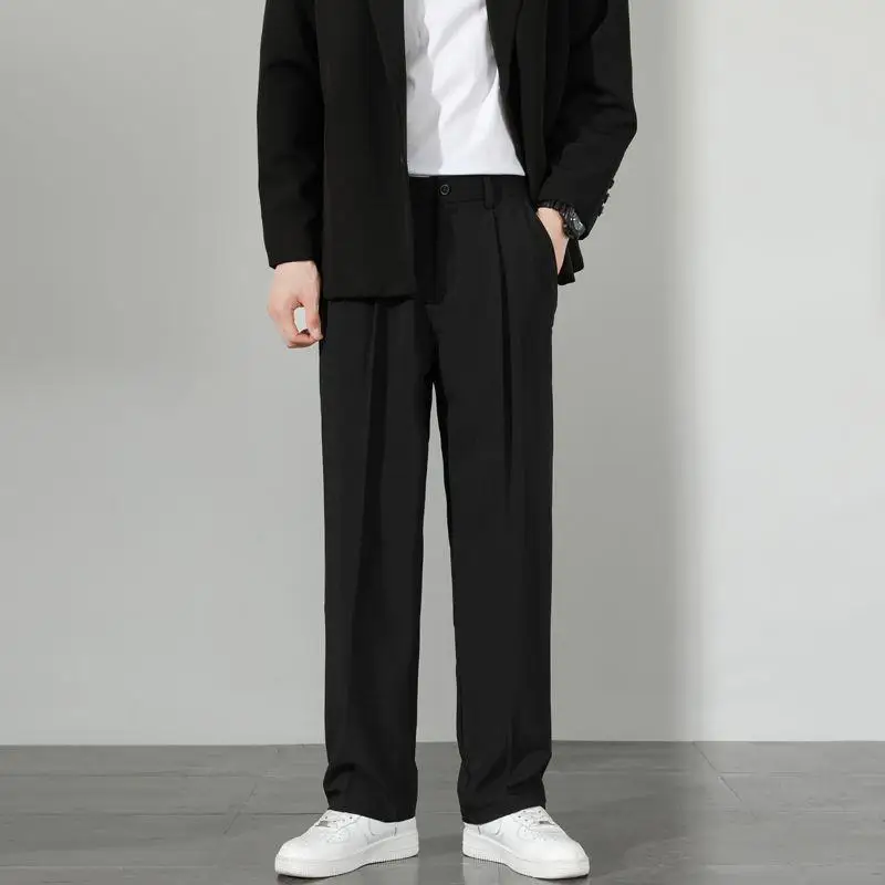 Braune koreanische Freizeithose mit weitem Bein und Gürtel für Herren, Streetwear, Oversize-Baggy-Hose, Harajuku, coole schwarze Arbeitskleidung, Anzughose – Detail 21