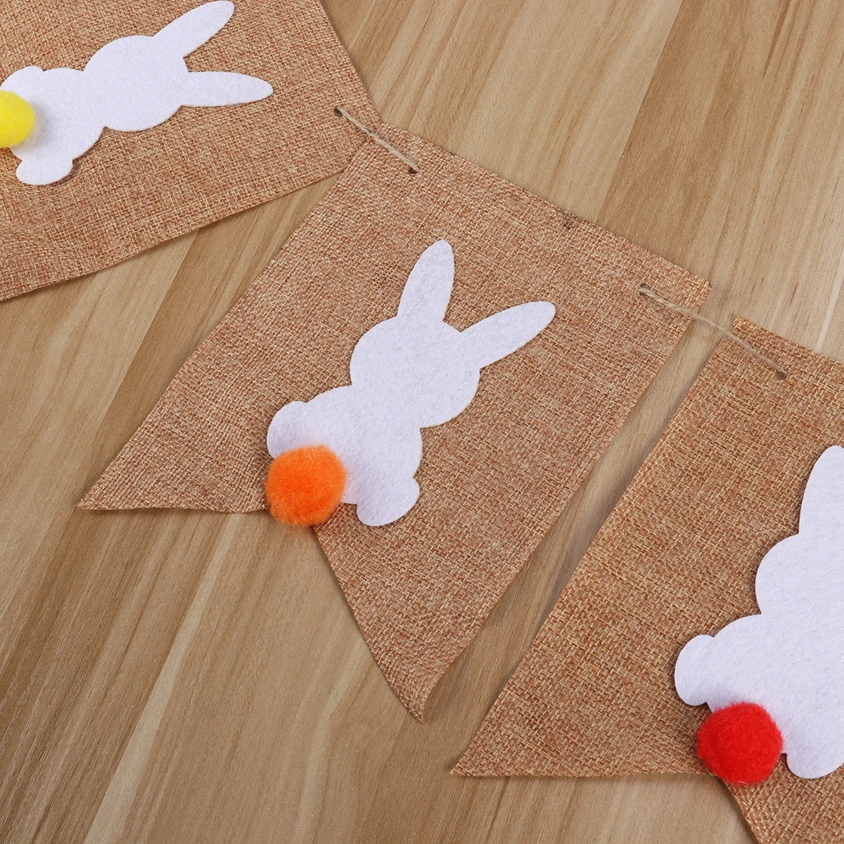 

Easter Banners Burlap Garland Rabbit Tail Print Vintage Jute Flags Party Decor Outdoor Home Door Window Tree Branches Photo