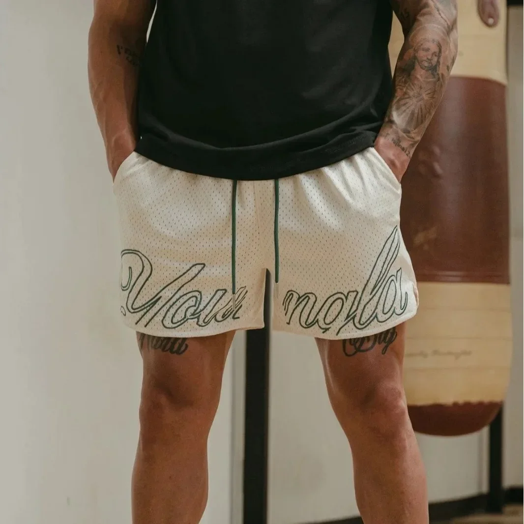 Youngla-shorts esportivos masculinos, calças de praia casuais, treinamento de corrida ao ar livre, novo design de verão