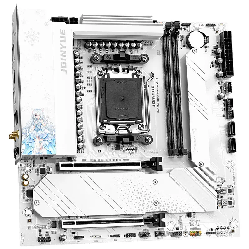 JGINYUE B650M Snow Dream WIFI Motherboard DDR5 Capacity Expandable up to 96G Dual Channel Motherboard  for Desktop