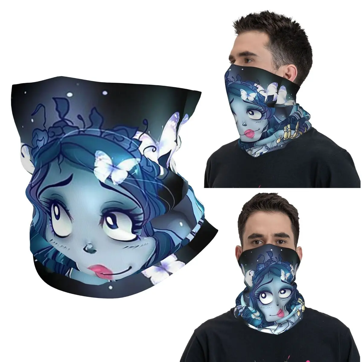Película de Halloween cadáver novia fantasma Tim Burton Bandana cubierta para el cuello máscara impresa bufanda máscara facial multiusos para correr