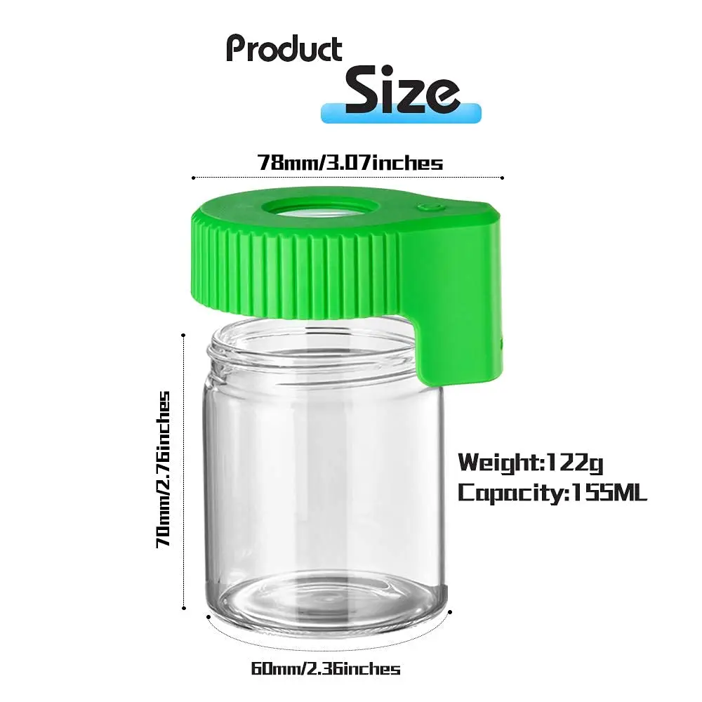 WE PUFF LED Dry Herb Storage Jar Magnifier Glass Viewing Container Vacuum Seal Pill Case 155ML Tobacco Box Smoking Accessories