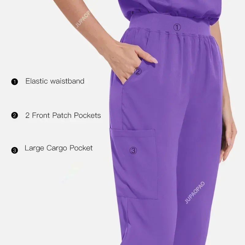 Conjunto de uniformes médicos elásticos de LICRA para enfermería para mujer, nuevo diseño, uniforme de enfermera, conjuntos de exfoliantes para Hospital escolar