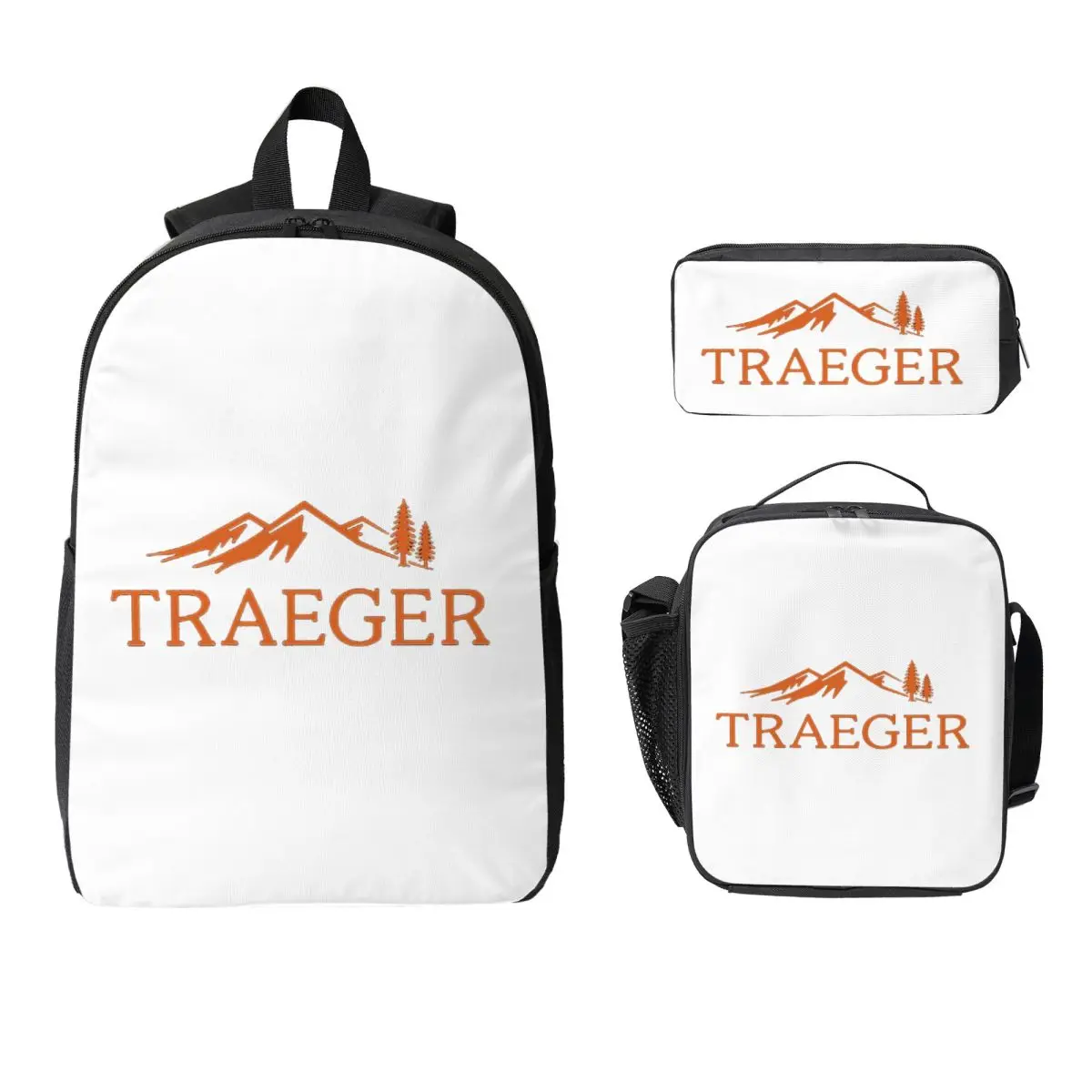 Traeger Pellet Grill Smoke BBQ Backpack Boys Girls BookBag School Bag Computer Shoulder Bags 3ps Insulated Lunch Bag Pencil Case