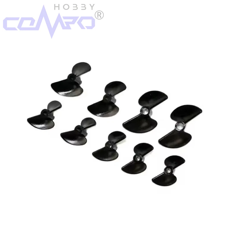 Hélices de barco com 2 lâminas, 5 peças, cw ccw rc, remo de barco para modelo rc, acessórios diy, peças preto brilhante