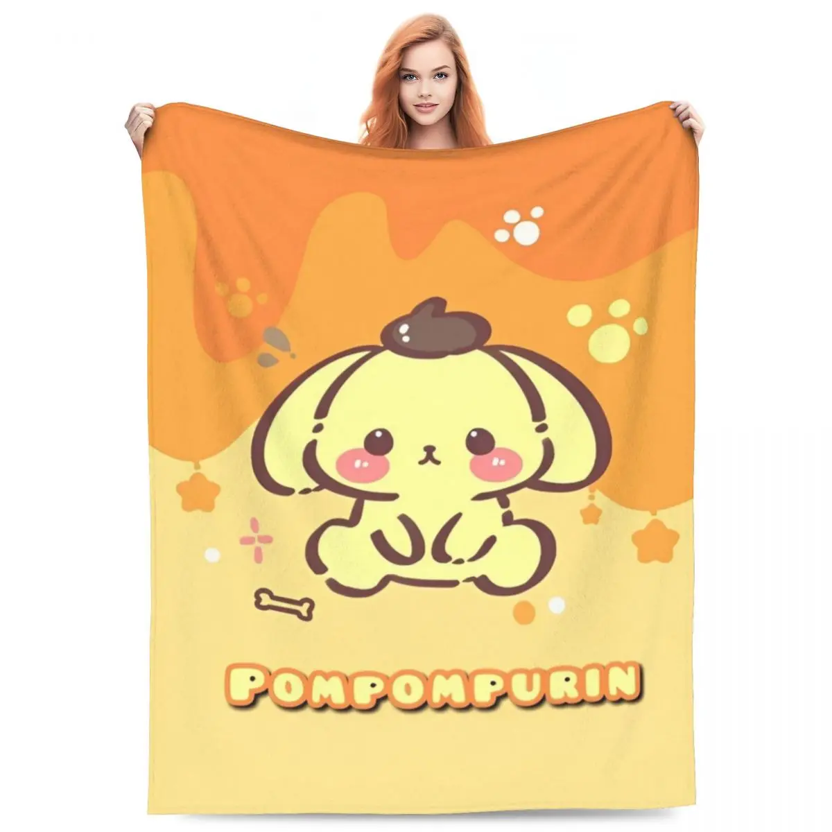 Kawaii Cute Pompompurin Wool Blanket Sanrio Cartoon Custom Throw Blanket for Sofa Bedding Lounge 200x150cm