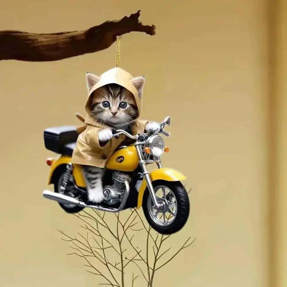 Super Cute Car Mirror Hanging Ornament with Lanyard Easy to Hang Cat Pendant Xmas Tree Cat Shaped Pendant Car Accessories