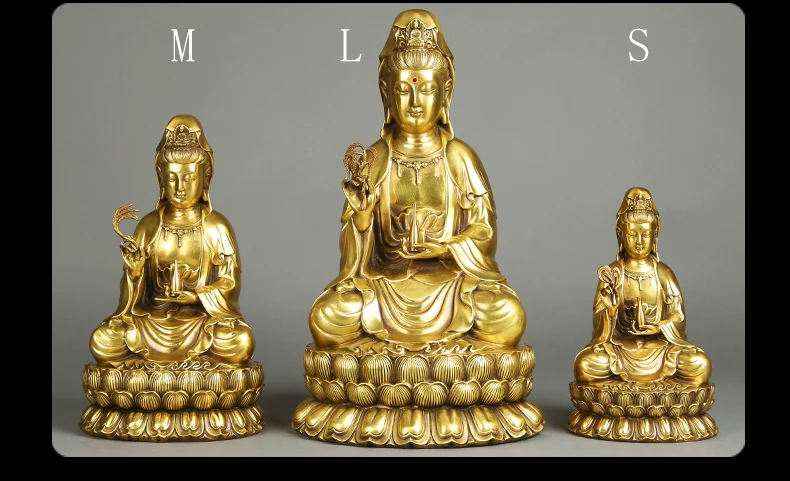 LARGE - High-grade home  House efficacious Talisman Guanyin Bodhisattva Bless Safety KAI GUANG brass statue