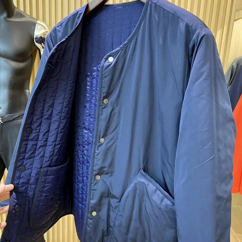 Легкий теплый хлопковый джет для мужчин, уличная двусторонняя одежда, пришитая подставка для ватного диска, модный воротник-стойка