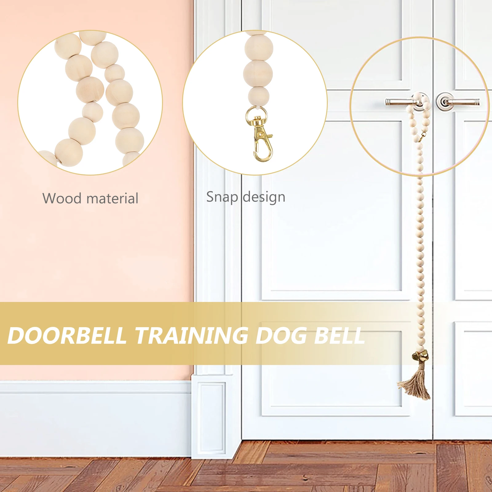 

Door Handle Wooden Bead Chain Bell Dog Bells for Potty Training Cotton Rope Dogs Pet