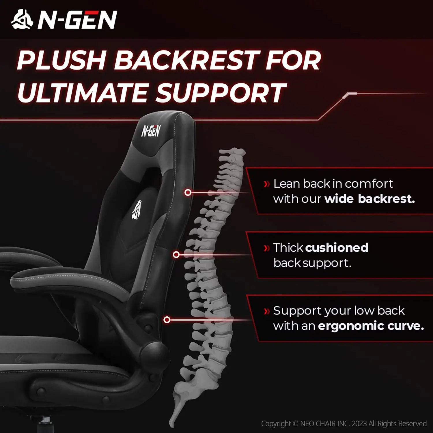 Video Gaming Computer Chair Ergonomic Office Chair with Lumbar Support Flip Up Arms Adjustable Height Swivel PU