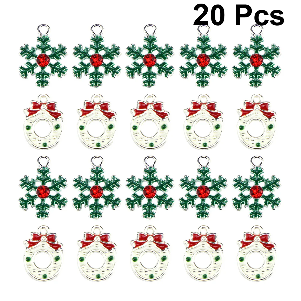 

20Pcs Alloy Pendant Charm DIY Christmas Pendants Set Snowflake Wreath Pattern for Necklace Bracelet Earrings DIY Jewelry Gifts