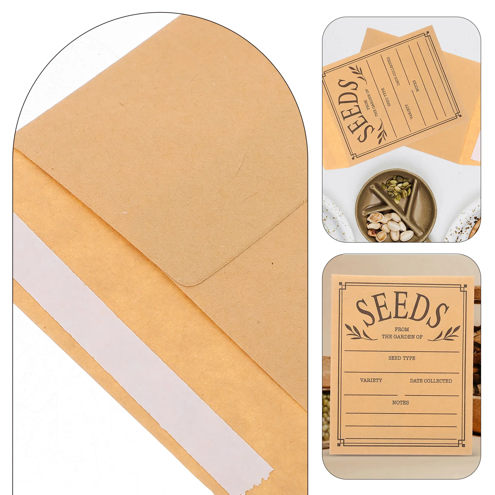 

50pcs Kraft Paper Seed Envelopes Reusable Storage Bags for Vegetable Seeds Organizer Small Packets Protection for Seeds