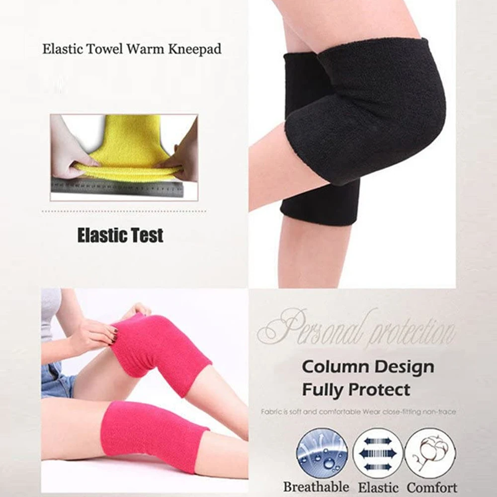 Unisex Elastic Towel Knee Pads, Elderly Knee Barce Support, Sports, Warm Thermal Knee Sleeves for Arthritis Relief, 1Pair